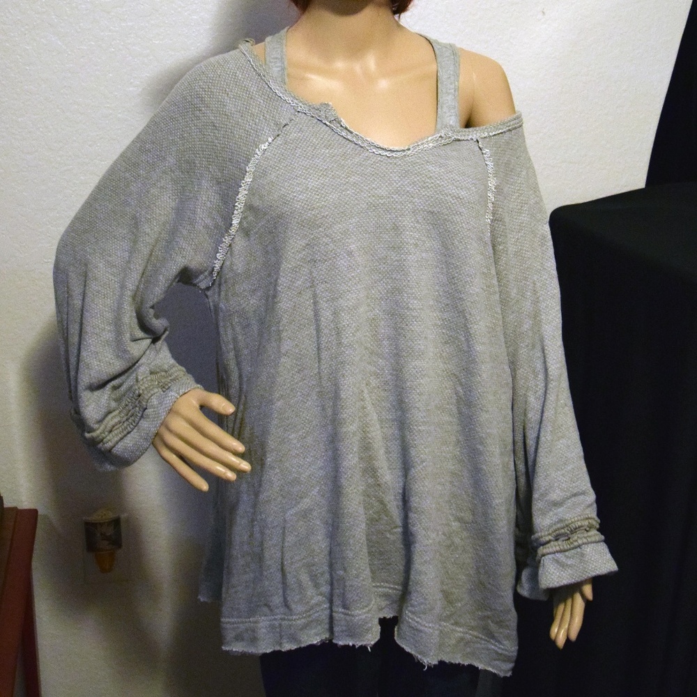 Grey Free People Slouchy Pullover | Large | EUC